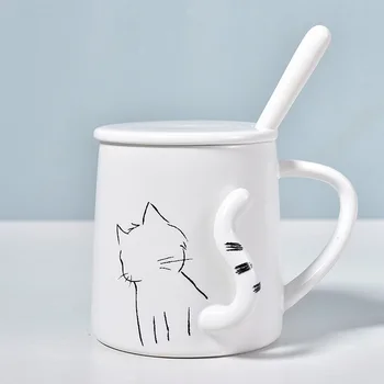 Bonito dos desenhos animados em 3D Modelo de Gato de Cerâmica, Canecas de Café Xícara de Café, pequeno-Almoço Leite Copo de Água Casal Criativo Novidade Presentes