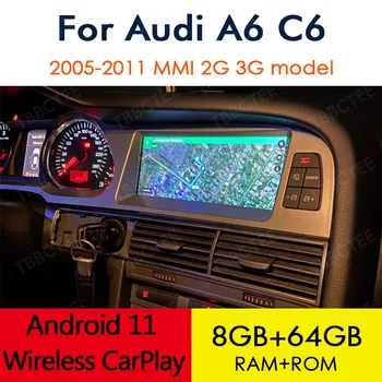 Android sem Fio 12 CarPlay 8+64GB Para Audi A6 / C6 4f 2005~2011 MMI 2G 3G Carro Player Multimídia GPS Navi Estéreo, wi-Fi Bluetooth