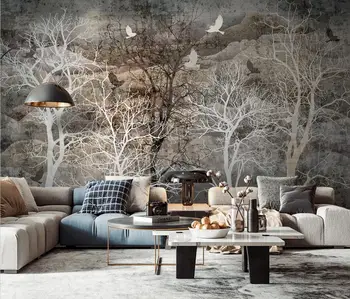 beibehang personalizado Nórdicos floresta floresta pássaros voando Mural de decoração sala de estar e Quarto da Foto do papel de Parede decoração adesivos de parede