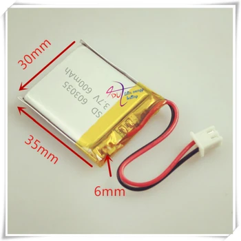 XHR-2P 2.54 3,7 V 600mAh bateria de lítio do polímero 603035 de som MP3, cartão de máquina de leitura
