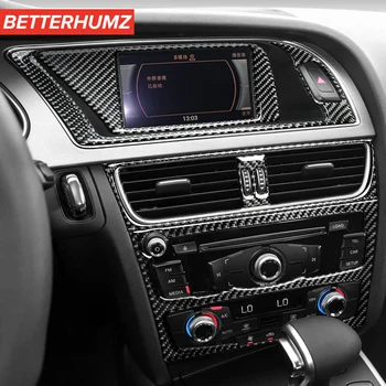 BetterHumz Para Audi A4 A5 S5 Fibra de Carbono Console Central CD Painel de Saída de Ar Tampa do Painel de Guarnição de Interiores Molduras Carro-estilo