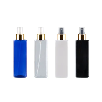 250ml x 25 Branco Azul Preto Garrafas de Plástico Com Alumínio e Ouro-Bomba do Pulverizador Plástico PET Reutilizável Recipiente Para Cosméticos