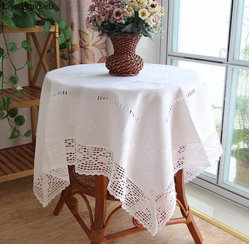 Americano de Renda Branca Toalha de mesa de Jantar de Mão-extraídas de Fios Embroideried toalha de Mesa de Algodão, Linho Tampa de Tabela Frigorífico, TV a Tampa