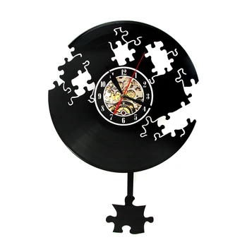  Jigsaw Disco De Vinil Relógio De Parede Puzzle Vintage Relógio De Parede Design Moderno Quebra-Cabeça Pêndulo De Decoração De Doação De Inauguração