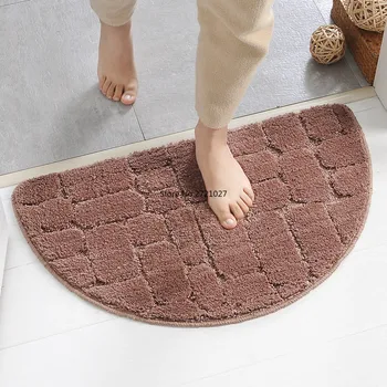Microfibra Absorvente Tapetes De Banheiro Porta De Entrada Tapetes Confortáveis Semicircular Capachos Novo Produto Simples Tapetes