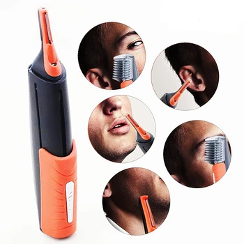 Portátil Micro Sobrancelha Ouvido Aparador de Precisão de Remoção de Barbear Cuidados Pessoais Elétrico Cara de Cabelo Trímero, Com DIODO emissor de Luz