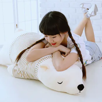 35-90CM Kawaii Vestidos de Urso Polar de Pelúcia Animais de Tamanho Grande Super Macio Animal Almofada Travesseiro para Dormir Brinquedo de Pelúcia para Crianças