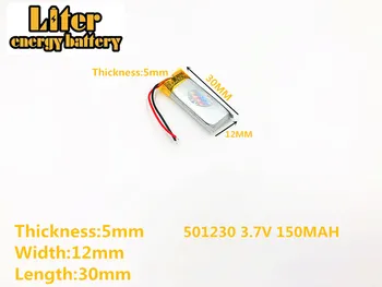Litro de energia da bateria PLUG 501230 150MAH BT150 Fone de ouvido Bluetooth 3.7 V bateria de polímero de lítio