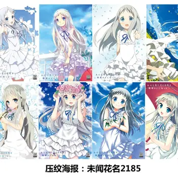 8 pcs/set Anime Anohana em Relevo cartaz Da Flor que Vimos naquele Dia Figura adesivo para presentes