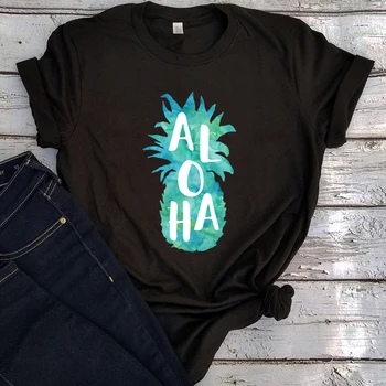 Aloha Abacaxi T-Shirts Hawaii Gráfica Tees Moda Streetwear 2021 Homens Camisas De Goth Roupas De Praia, Roupas Oversized L