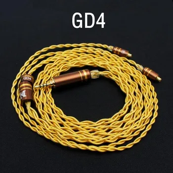 NÃO Áudio GD4 4 Ações banhado a Ouro 18K Cristal Único de Cobre OCC Litz MMCX/2 pinos de 0,78 mm hi-fi Audiófilo IEM Fone de ouvido Earbud Cabo