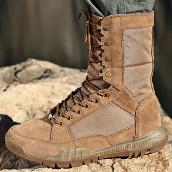 Mens Marrom Combate Tático Caminhadas Sapatos Lace Militar do Exército Preto Botas para Homens