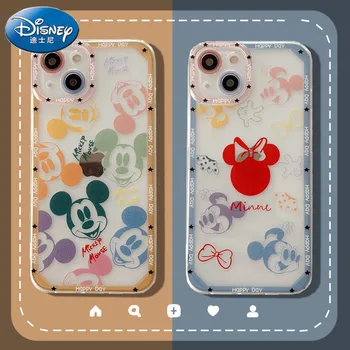 Disney co-branded Cartoon Cor de Mickey Mouse para iPhone11 12 13Pro Max X Xs Xr6 7 8Plus Bonito Queda Resistente TPU acessórios