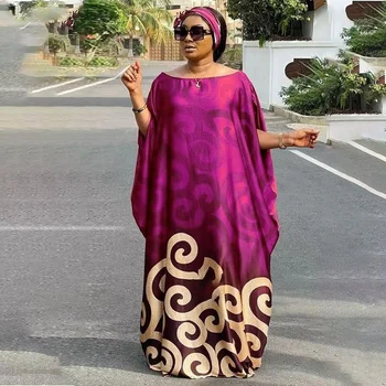 Africano De Vestidos Para As Mulheres Da Nigéria Tradicional Plus Size Boubou Turbante Kaftan-Se Dashiki, Impressão Manto Africaine Hijab Abayas Quimono