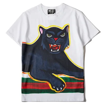 Novo de Alta 19ss homem pantera Negra T-Shirts T-Shirt de Hip-Hop Skate de Rua do Algodão do T-Shirts Tee Superior kenye H12