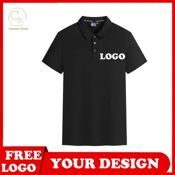 Camisa POLO top 7 cores logotipo personalizado camisa de manga curta de nylon de gelo seda lapela impressão DIY marca texto t-shirt dos homens