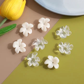 Irregular bege transparente flor de acrílico patch DIY feito a mão gancho de jóias, brincos, brincos de materiais acessórios