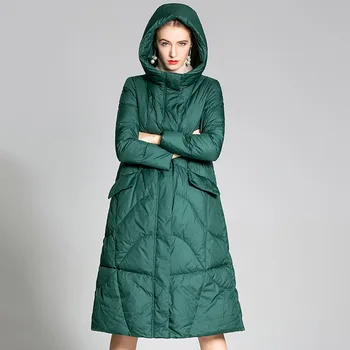 as mulheres casacos 2019 outono, inverno melhores marcas verde com capuz Colarinho Fino engrossar e Jaquetas Femininas Desgaste Parkas Plus Size