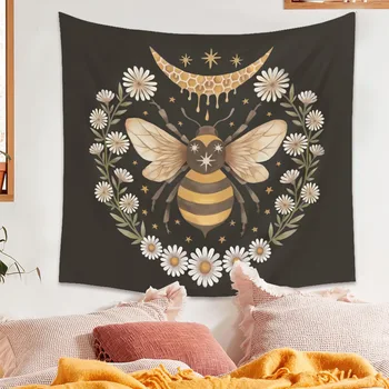 flor abelha tapeçaria lua coração pendurado na parede cobertor transporte da gota grande de parede de pano