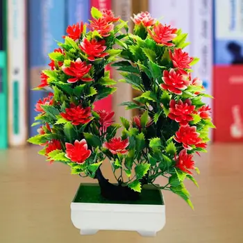 Flor Artificial Bonsai Realista UV de Plástico Resistente, Fácil de Cuidados Falso Flores Bonsai para Exterior