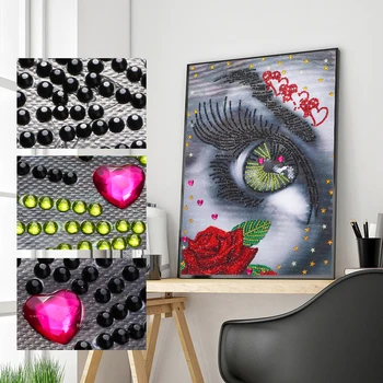 5D DIY Especial em Forma de Diamante Bonito Pintura Olho de Diamante, Bordados, Pinturas em 3D de Mulher Olhos de Diamante Mosaico Decoração Home