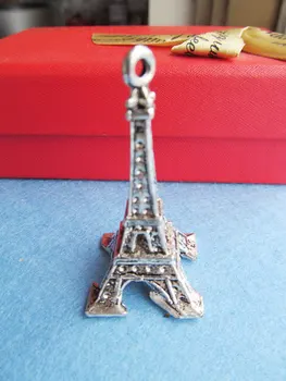 2pcs 17.80mmx42.80mm Grande e Pesada Delicada tom Prata Antiga Filigrana Torre Eiffel Pingente Charme/Encontrar,DIY Acessório Jóias