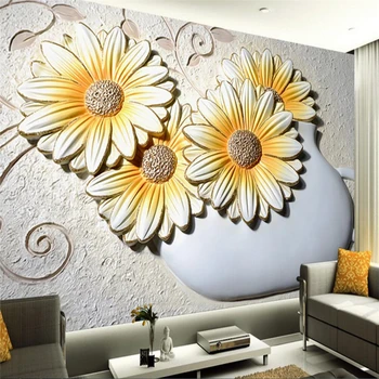 beibehang papel de Parede Mural Adesivo de Parede Colorido Escultura Estéreo Floral Mural na Parede do Fundo Design de papel de parede