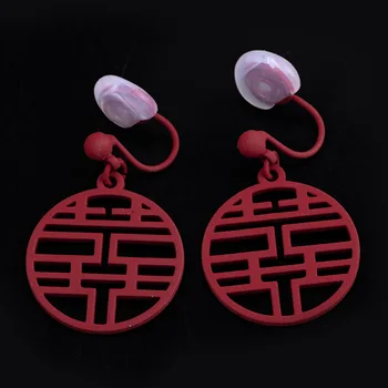 FELQUIS Moda bobina do mosquito do ouvido do clipe de estilo Chinês, vermelho novo ano festivo brincos simples selvagem brincos femininos
