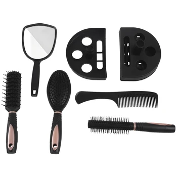 5Pcs Escovas de Cabelo Pente de Conjunto de Mulheres Senhoras Cuidados do Cabelo, Massagem, Escova de cabelo Com Espelho E Ficar cor-de-Rosa