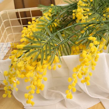 1pc Acácia Grãos Cereja Plástico Flor Artificial de Plantas Festa de Casamento em Casa Ornamentos Arranjo de Flores Decoração