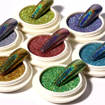 6PCS/Set Ultra-brilhante Sólido Laser Espelho Manicure Glitter Nail Pó de Galvanização de Titânio, Pigmentos Metálicos Decorações da Arte do Prego