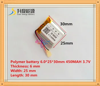 3.7 v bateria de polímero de lítio 062530 602530 450MAH MP3 MP4 pequenos brinquedos de navegação GPS produtos digitais