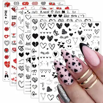 Adesivos de unhas Autocolantes Para as Unhas de Arte, Design Valentine Pack De 6 de Luxo, Decoração da Arte do Prego Coração Bonito Projetos DIY Acrílico
