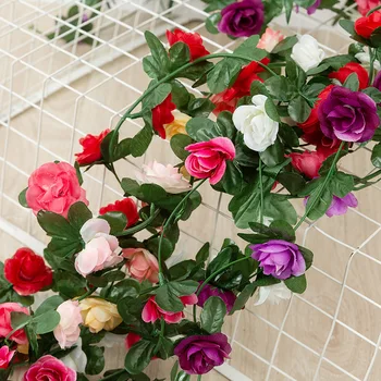 250CM Rosa Flores Artificiais do Natal Guirlanda para o Casamento, Casa, Decoração de Quarto de Primavera, do Outono, o Arco do Jardim DIY Falso Planta de Videira