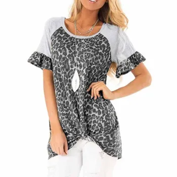Plus Tamanho de Camiseta Feminina Mulher T-shirt 2020 Casual Mulher Tshirt Leopard Mulher Superior Tee