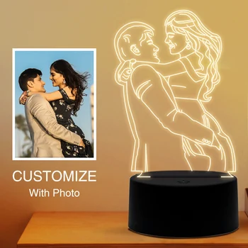 Foto personalizada noite, a luz pode ser ajustada em sete cores de luz Acrílica de cartão personalizado de personalização Lâmpada de presente de aniversário