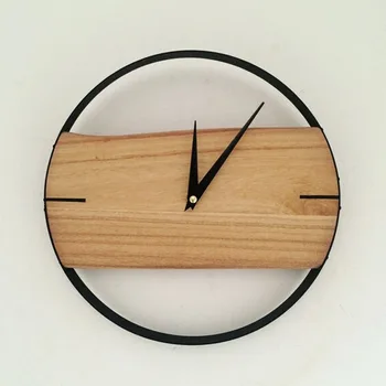 Relógio De Parede Nórdicos Ferro Madeira Personalidade Relógio De Parede Sala Quarto Moderno, Criativo Relógio Estudo De 12 Polegadas Relógio Redondo M