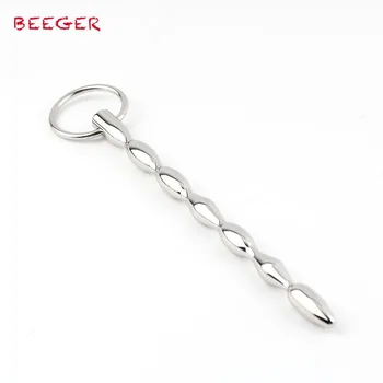 BEEGER bip & Bop Pênis Plug, Aço Som de Brinquedo para os Homens, comprimento 150mm 7 bolas de produtos do sexo uretral de som brinquedos