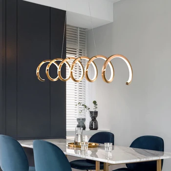 Moderno, Criativo, Sala de Jantar Ilha Lustre de Aço Inoxidável Simples Restaurante LED luminária de Café Office Longo Luminárias