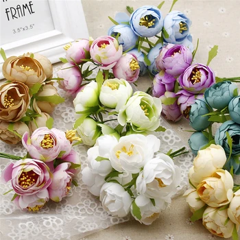 Flores artificiais bud falso flores rosa buquê de DIY Cocar e segurando flores, coroa de flores Suprimentos casa de festa de casamento decoração
