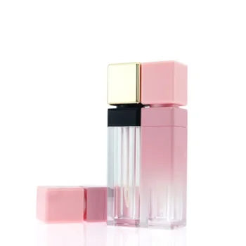 Batom Tubo de 10 ml cor-de-Rosa Gradiente de Cores de Lip Gloss Recipientes Praça de Alta Qualidade Batom Maquiagem Recipiente de Garrafas Reutilizáveis