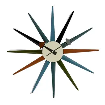 Popular Relógio De Parede De Designer Multi Cor Sunburst Slient Operado Por Bateria De Quartzo DIA47cm Parede Deor Assistir A Sala De Estar Horloge