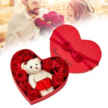 Sabonete de Rosas Flor Caixa de Presente com um Bonito Urso de Pelúcia Banho Perfumado Corpo Pétala de Aniversário, Dia dos Namorados-Presente para a Namorada