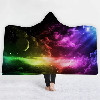 Sonho Céu Estrelado Universo Impresso Boêmio com Capuz Cobertor para Adultos Mandala Sherpa Velo Mulher Jogar Cobertor de Microfibra