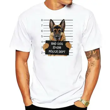 Cool T-Shirt - Cão de Pastor alemão Mugshot - Presente Para os Amantes do Cão mais novo dos Homens de Moda Hipster Verão T-Shirt Engraçada Algodão Tee