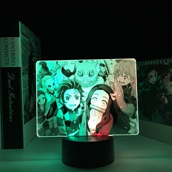 Anime Demon Slayer Grupo Lâmpada LED de duas Cores para Presente de Aniversário de Decoração de Quarto de Mangá Kimetsu Não Yaiba Dois Tons 3d Mesa do DIODO emissor de Luz