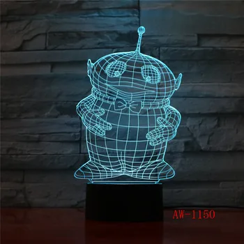 Antena Bebê 3D Noite Lâmpada de Lava Criativo 7 Mudança da Cor do DIODO emissor de Luz do RGB do Humor Quarto Tabela Decoração Presente Dropshipping AW-1150
