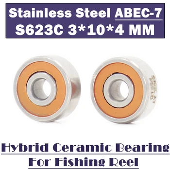 S623 2OS Rolamento 3*10*4 mm CB ABEC-7 ( 2 PCS ) de Aço Inoxidável, Cerâmica Híbrida de Rolamento de Pesca Oceânica Rolos Rolamentos de Esferas S623C
