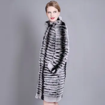 coelho chinchila real casaco de pele de raposa jaqueta com chinchila cor stand colarinho 2019 novo tempo uma mulher de casaco de 90cm