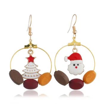 1 par de Natal brincos redondos Esvaziamento orelha studs ouvido queda lindo Papai Noel brincos para mulheres